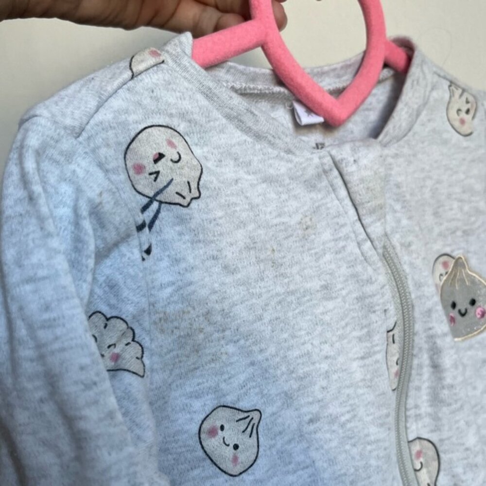 Pekkle Organic Cotton Unisex One Piece Pyjama - Gray Dumpling - 12 Months - Picture 3 of 5